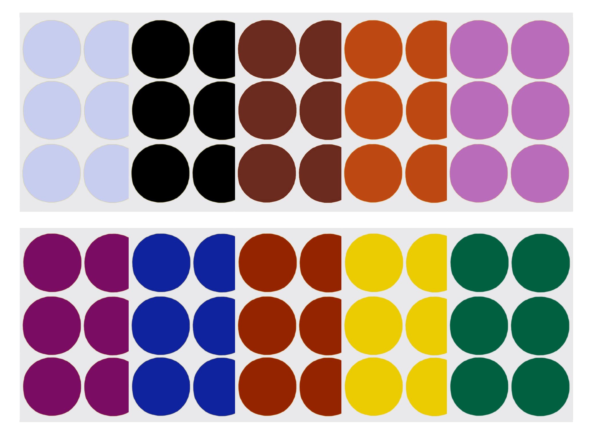 Round 5cm inch Dot Stickers 10 Assorted Colors - Red, Yellow, Brown, Orange, Blue, Green, White, Black, Purple and Pink - 50mm Write on Labels - (5 cm) Labels for Color Coding - 72 Pack