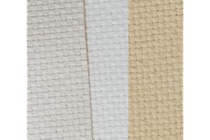 KCS 12" x 18" by 3 pack 14CT Counted Cotton Aida Cloth Cross Stitch Fabric (Natural antique white+Ecru+Light Straw)