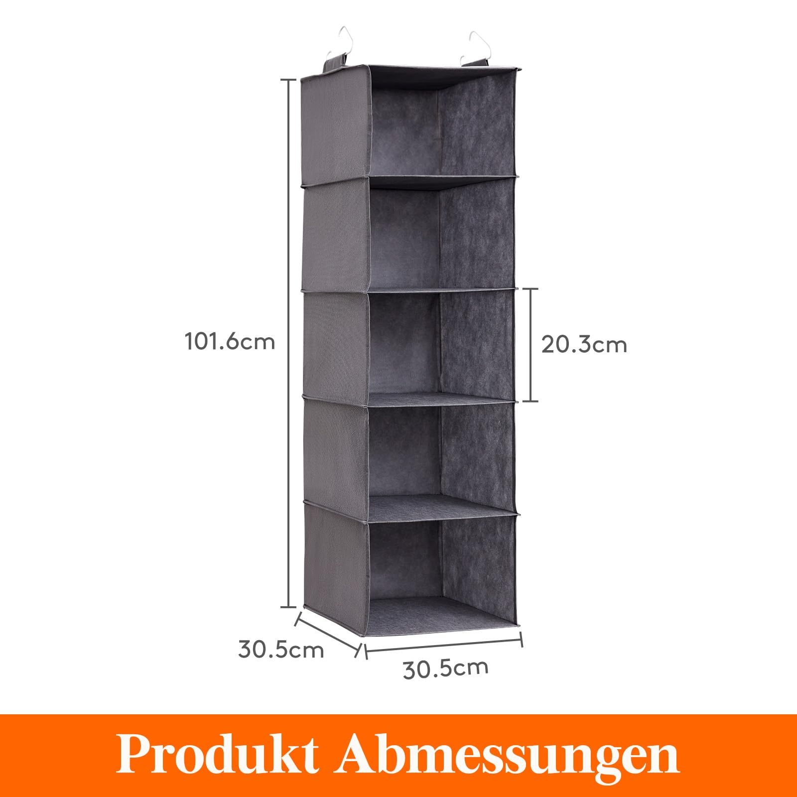 Lifewit Hängeregal, Schrank Organizer, Hängesystem Kleiderschrank, Hängeaufbewahrung aus Stoff, Ordnungssystem Kleiderschrank, Faltbar und Platzsparend mit Metallhaken, 2 Stück, Grau 3