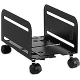 Mount-It! Rolling CPU Stand with Wheels, Heavy Duty Desktop Computer Tower Cart with Ventilation and Adjustable Width from 4.87 to 8.5 Inches, Steel