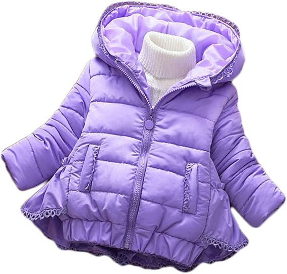 Amazon ユリカー ガールズ 女の子 ダウンジャケット キッズ ダウンコート アウター 中綿入り フード付き 防寒 ロング丈 暖かい 中綿コート 子供服 通学 かわいい シンプル コート ジャケット 通販