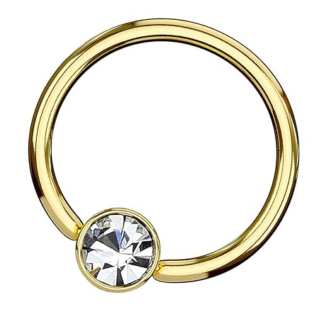 Piersando BCR Piercing Klemmkugelring Flache Kugel mit Kristall für Septum Tragus Helix Ohr Nase Lippe Brust Intim