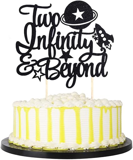 amazon com palasasa two infinity and beyond cake topper toy story inspired second birthday cake topper space cake topper black toys games