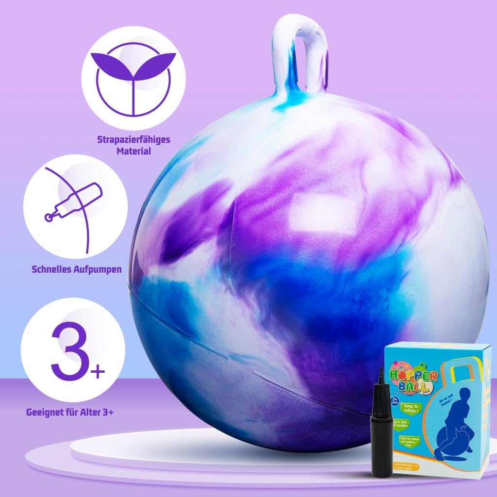 U&C Planet Hüpfball 45 cm für Kinder von 3 bis 6 Jahren mit Pumpe 4