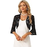 Allegra K Lace Shrug for Women's Evening Open Front Bell Sleeves Elegant Bolero Cardigan