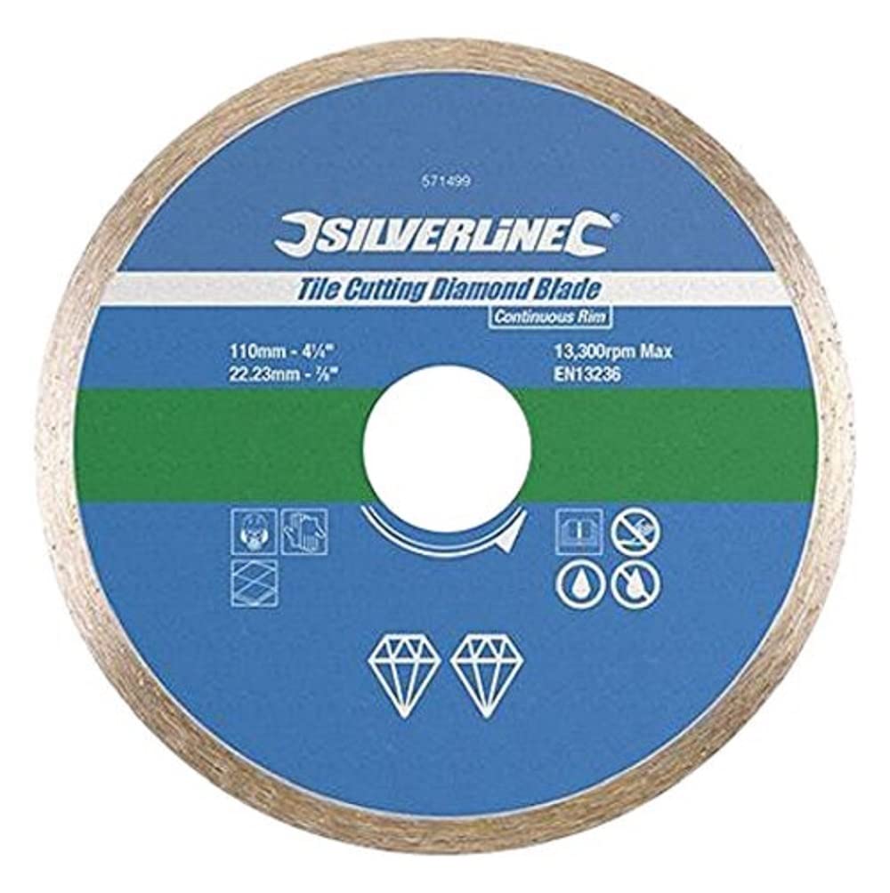 Silverline 868730 Tile Cutting Diamond Blade 115 x 22.23 mm Continuous Rim