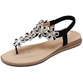 iCKER Women Sandals Rhinestone Dressy Casual Summer flat flip flops Comfortable Sandals