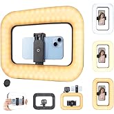 Smartphone Video Rig with Light, Handheld Ring Selfie Light Kit, LED Mobile Video Stabilizer with Built-in 8000mAh Battery for Camera, Smartphone, YouTube, TikTok Video Recording, Makeup