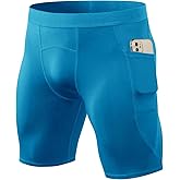 LEICHR Athletic Compression Shorts Men Running Shorts Spandex Underwear Tights Workout with Pocket