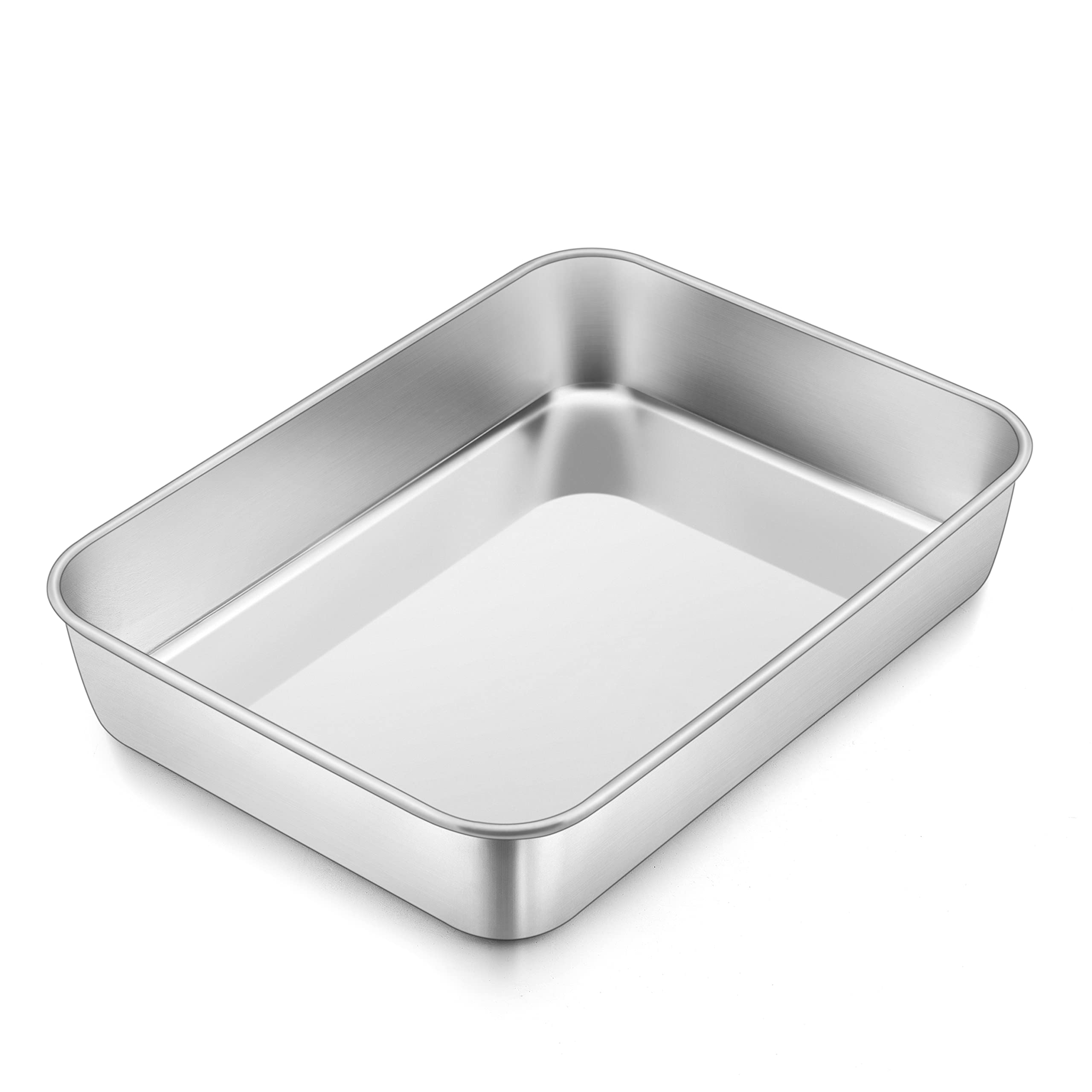 Herogo Deep Oven Tray, Stainless Steel Baking Tray (26.5x20.2x5 cm), Rectangle Medium Tray Bake Cake Tin for Brownie Cake Lasagna, Non Toxic & Healthy, Mirror Finish & Rustproof, Dishwasher Safe