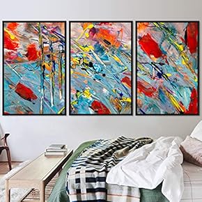 signwin 3 Piece Framed Canvas Wall Art Abstract...