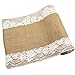 CCTRO Burlap Lace Hessian Table Runner, Rustic Natural Jute Country Wedding Party Bridal Shower Babe Shower Dining Table Decoration 12x108 inches
