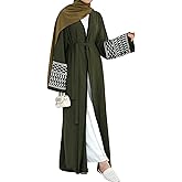 Women Abaya Muslim Prayer Dress Embroidered Sleeves Cardigan Kaftan Islamic Dubai Robe Casual Modest Abaya Dress