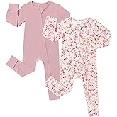 Bafeicao Bamboo Viscose Baby Girl Pajamas Romper Soft Ribbed 2 Way Zipper sleepers Long Sleeve Footless Pjs