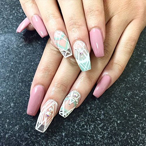 Coffin Nails 500pcs Half Cover Acrylic False Nail Tips Coffin Ballerina Nails 10 Sizes With Bag for Nail Salons and DIY Manicure(Half Cover, Clear)