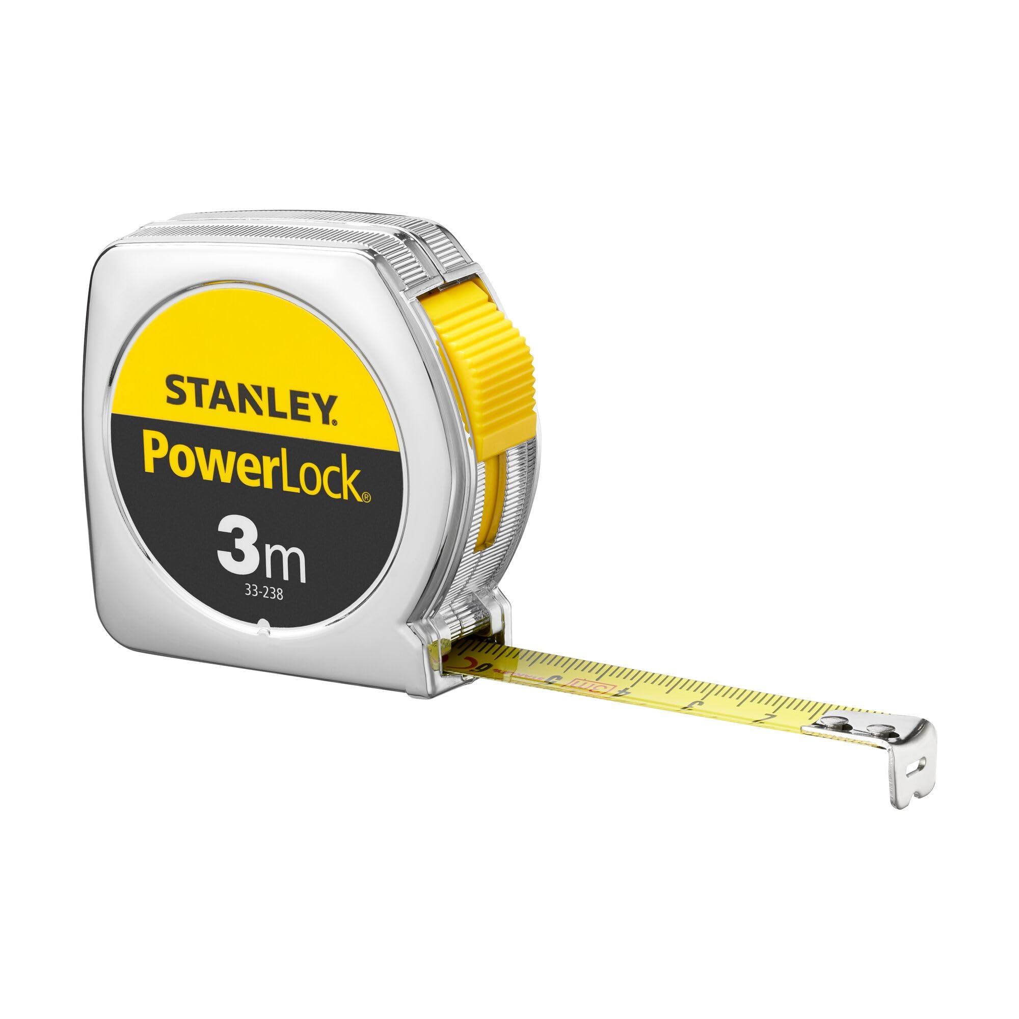 Stanley 1-33-238 "Powerlock" Tape Measure with End Hook Without Hole, Silver, 3 m/12.7 mm