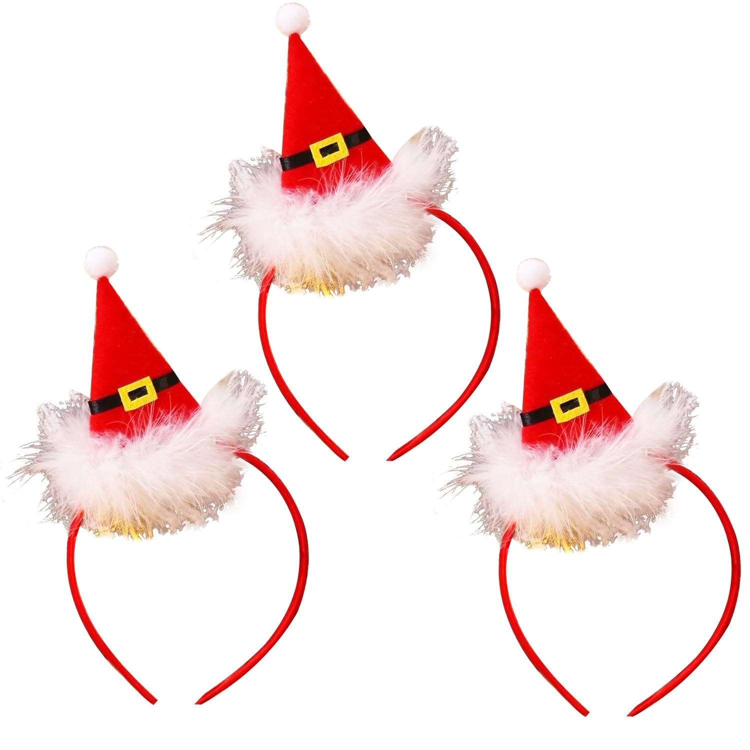 RmKbe 3pcs Santa Claus Hat Christmas Headbands Xmas Party Headband Photo Booth Props Christmas Accessories for Kid Adult