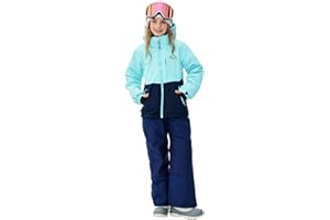SMONTY Girls Boys Ski Suit Kids Snowsuits Waterproof Snowboard Elastic Hood Jacket with Bib Pants, Windproof Winter Warmth