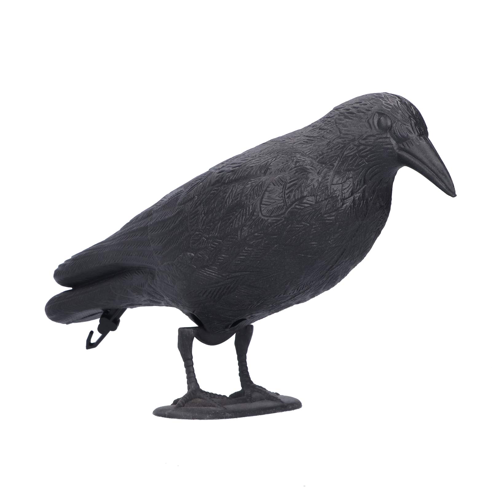 Jeffergarden Crow Decoys Black Feathered Crow Standing Simulation Plastic Raven Statue Hunting Decoy Props Outdoors and Garden Decoration