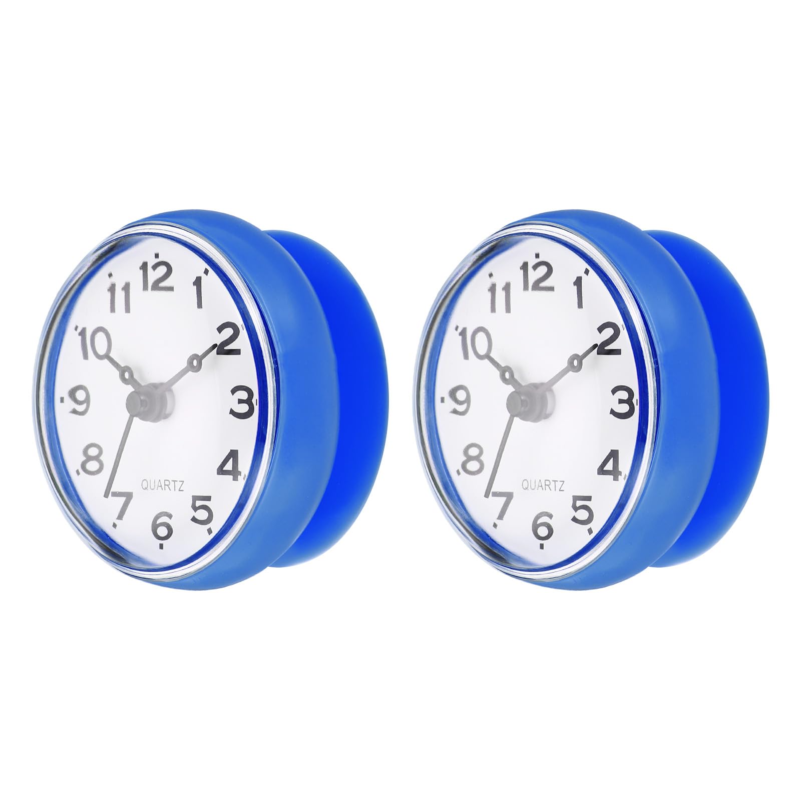 PATIKIL Waterproof Shower Clock, 2 Pack Non Ticking Silent Mini Cute Mirror Wall Clocks with Suction Cup for Bathroom Kitchen Home Decoration, Blue/Black
