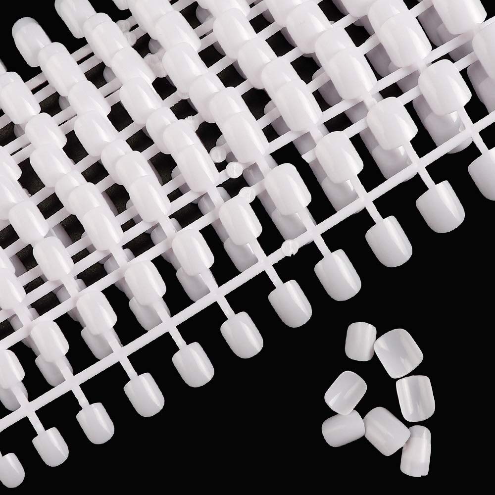 240 or 480 pcs Nude Children Fake Nails White Short Square Full Cover 24 pcs/set 12 Sizes Clean Fake Nails Tips for Kids (480Pcs)