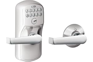 Schlage FE575 PLY 626 ELA Plymouth Keypad Entry With Auto-Lock And Elan Levers, Brushed Chrome