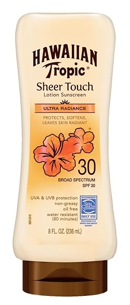 HAWAIIAN TROPIC SHEER TOUCH BROAD SPECTRUM SUN CARE LOTION, SPF 30, 8 FLUID OUNCE