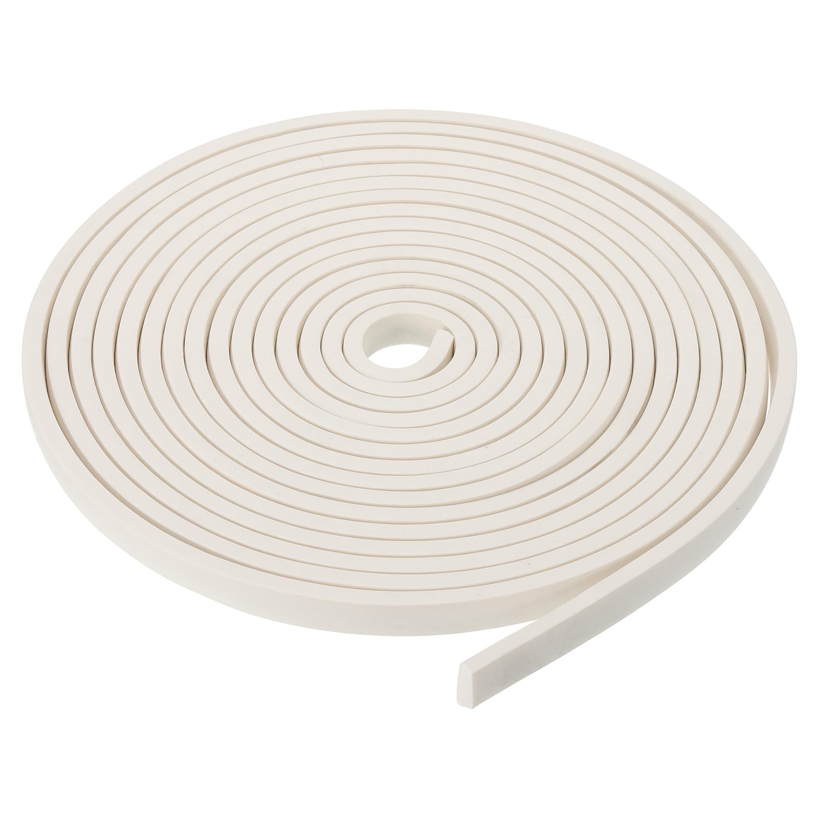 PATIKIL 5000x10x5mm Silicone Foam Seal Strip, High Density Square Solid Sponge Rubber Weather Stripping Cord for Sealing Gap Blocker Insulation, White