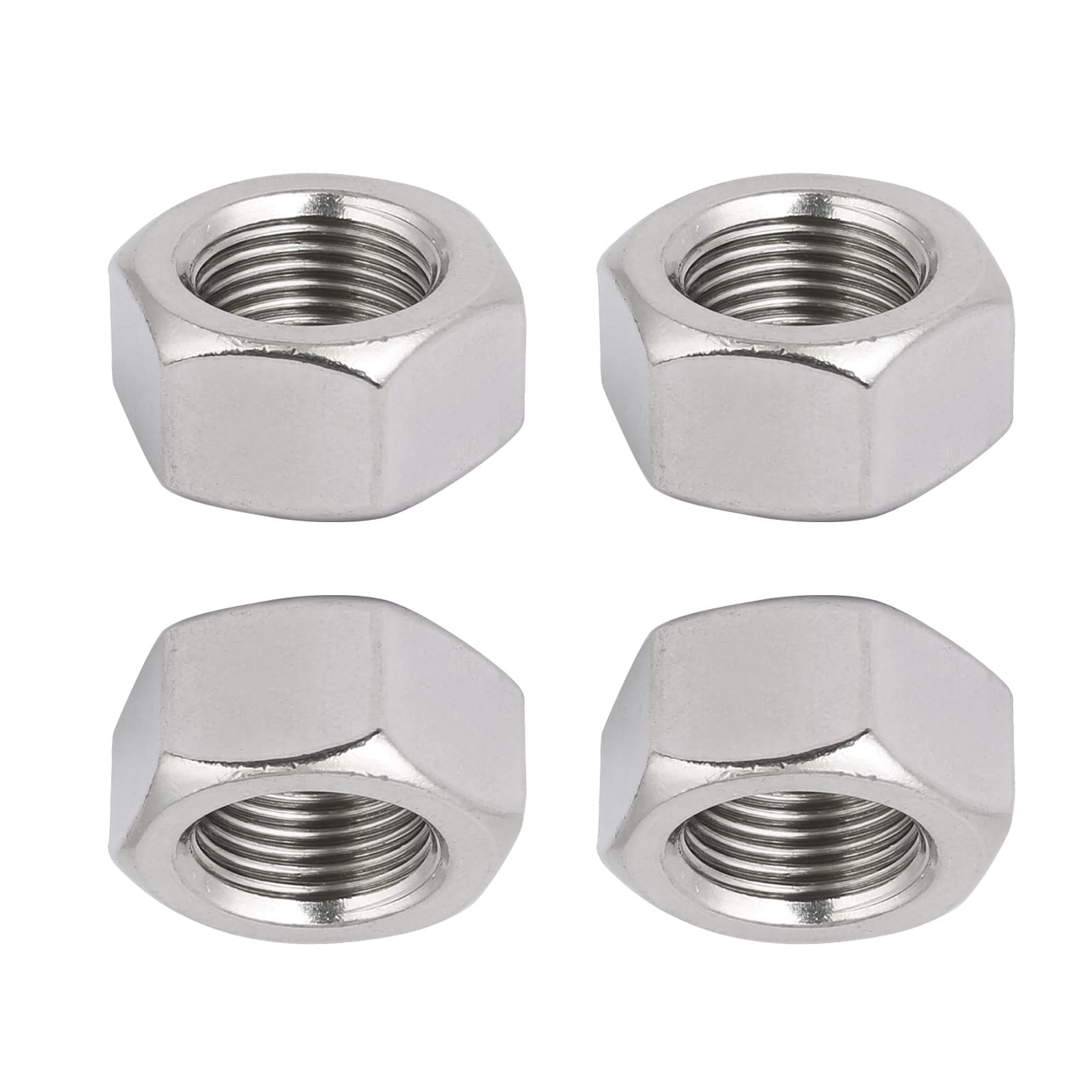 DTGN M18x1.5mm(DxP) Hex Nuts - 4Pack - Good for Home Garage Repair - 304 Stainless Steel Hexagonal Nuts - Silver Tone