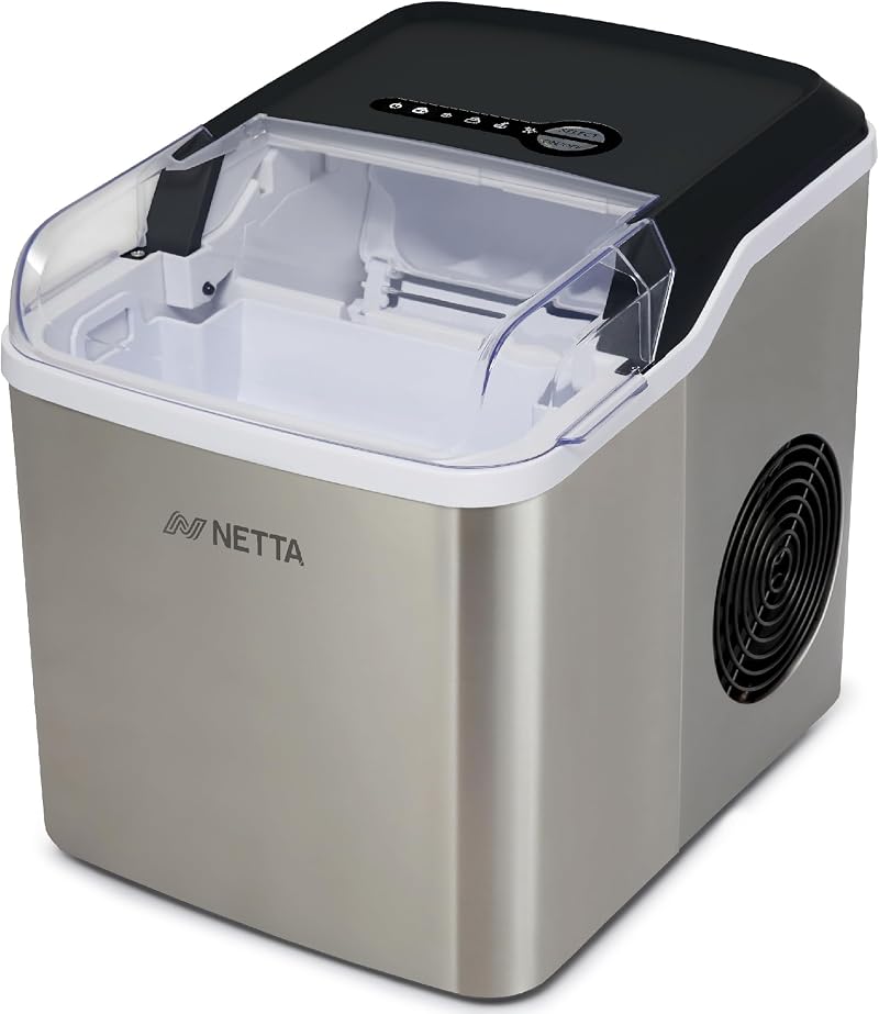 NETTA Ice Maker Machine Counter Top 12kg/Day 1.8L Tank Stainless Steel