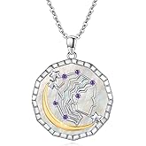 Adnix Virgo Necklace 925 Sterling Silver Zodiac Virgo Necklace Mother of Pearl Constellation Pendant Zodiac Jewelry for Women Men