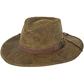 Outback Trading Men's 1356 Kodiak Water-Resistant UPF 50 Distressed Leather Western Hat with Adjustable Chin Cord