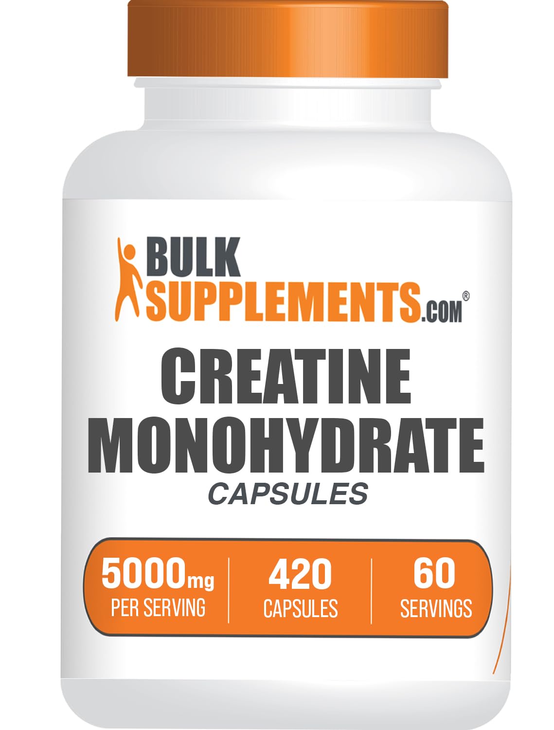 bulksupplements.com creatine monohydrate capsules - micronized creatine monohydrate, creatine pills - 7 creatine capsules per serving, 5000mg, gluten free, 420 capsules 