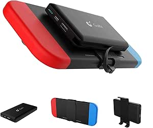 Portable Power Bank Compatible for Nintendo Switch, 10000mAh 5V/3A Flash Rechargeable Extended Battery Backup Charger Case for Smartphone and Switch