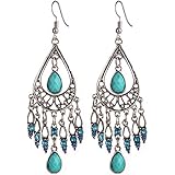 Gluckliy Grün Böhmische Vintage Quasten Baumeln Ohrring Mode Boho Ohrringe für Damen