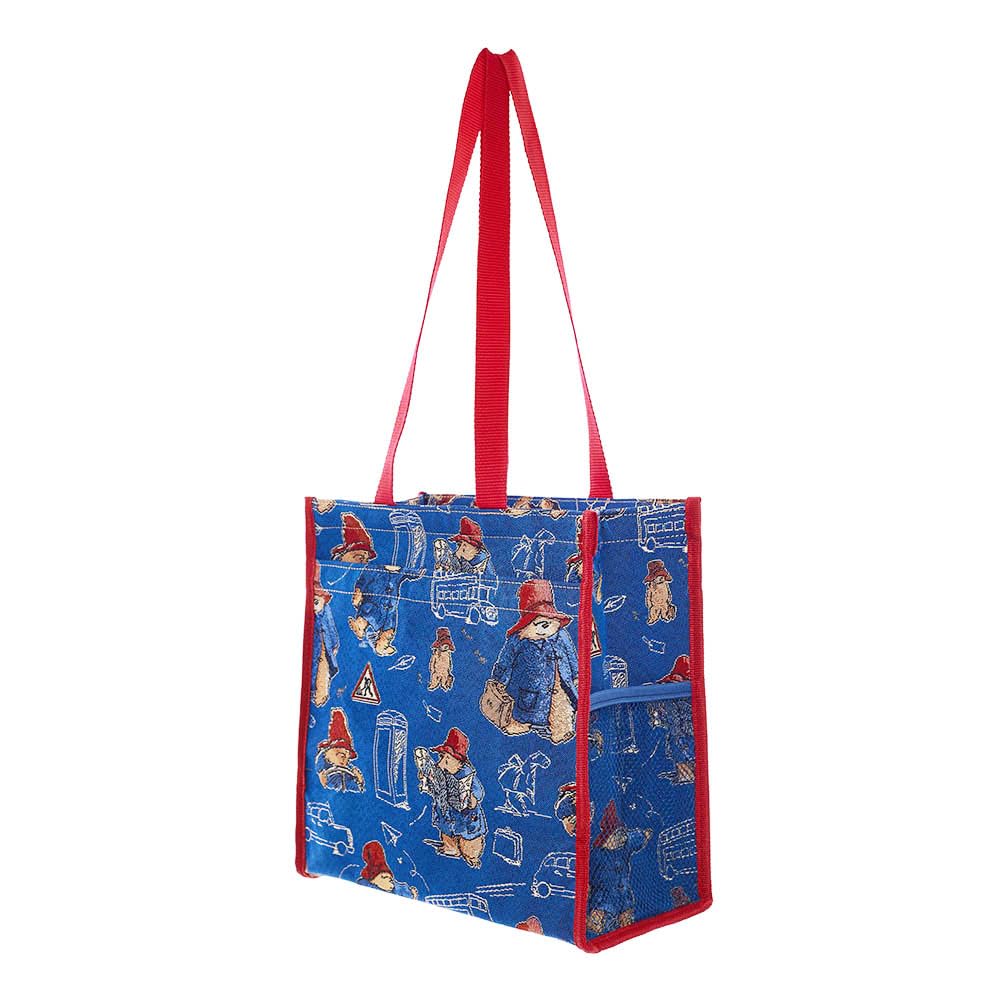 Signare Paddington Bear Blue Tapestry Shopper Foldable Reuseable Tote Bag | One Size 31cm x 30cm x 13.5cm Lightweight | Packable Travel Accessory | Premium Accessories
