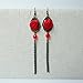 RareLove Lolita Red Rose Flower with Beads Tassel Fringe Dangle Earrings