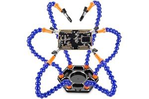 Helping Hand Soldering Third Hands Vise with 6 Flexible Arms Aluminum Base for Soldering, Assembly, Repair, Modeling, Hobby, 