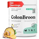 ColonBroom Psyllium Fiber Powder with Stevia, Tropical Fruits, 50 Serv | Vegan colon cleanse drink for bloating relief and gut health; stevia sweetened, easy to mix fiber*