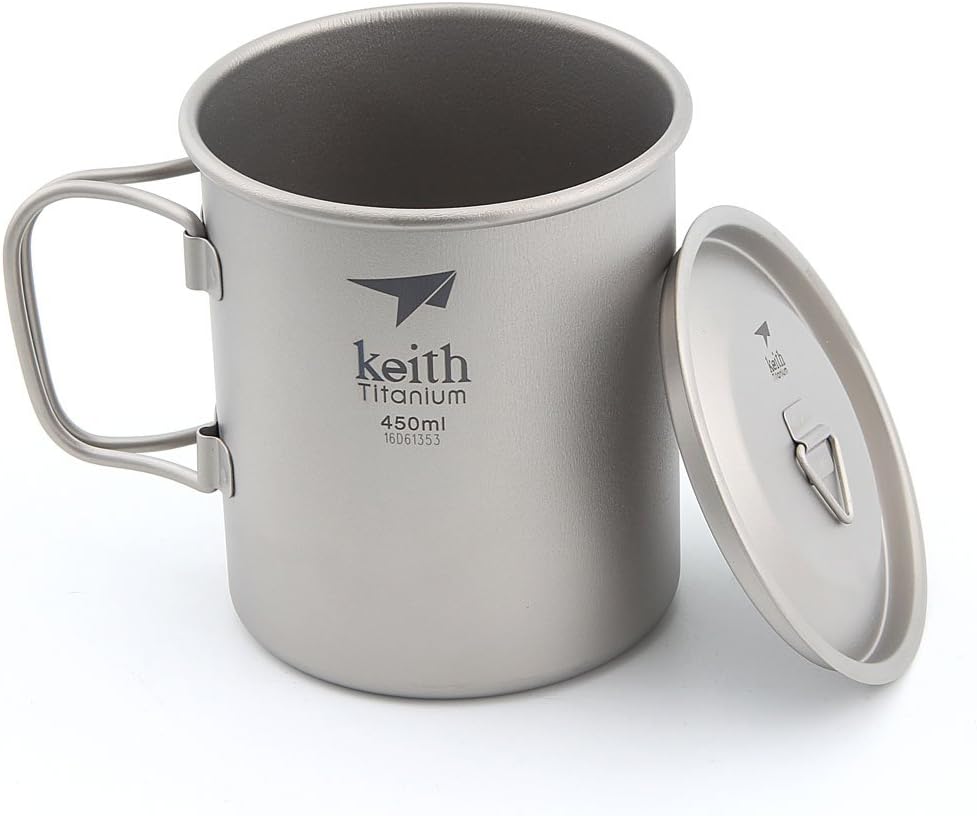 Keith 220ml-900ml Outdoor Ultralight Titanium Mug Titanium Water Cup With Lid Camping Mug