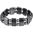VIKI LYNN 2 Pcs Hematite Magnetic Bracelets for Women and Men Hematite Magnetic Stone Beads Adjustable Magnetic Bracelet Wristband Dainty Jewelry Gift for Mom, Dad, Wife, Friend S27-St2