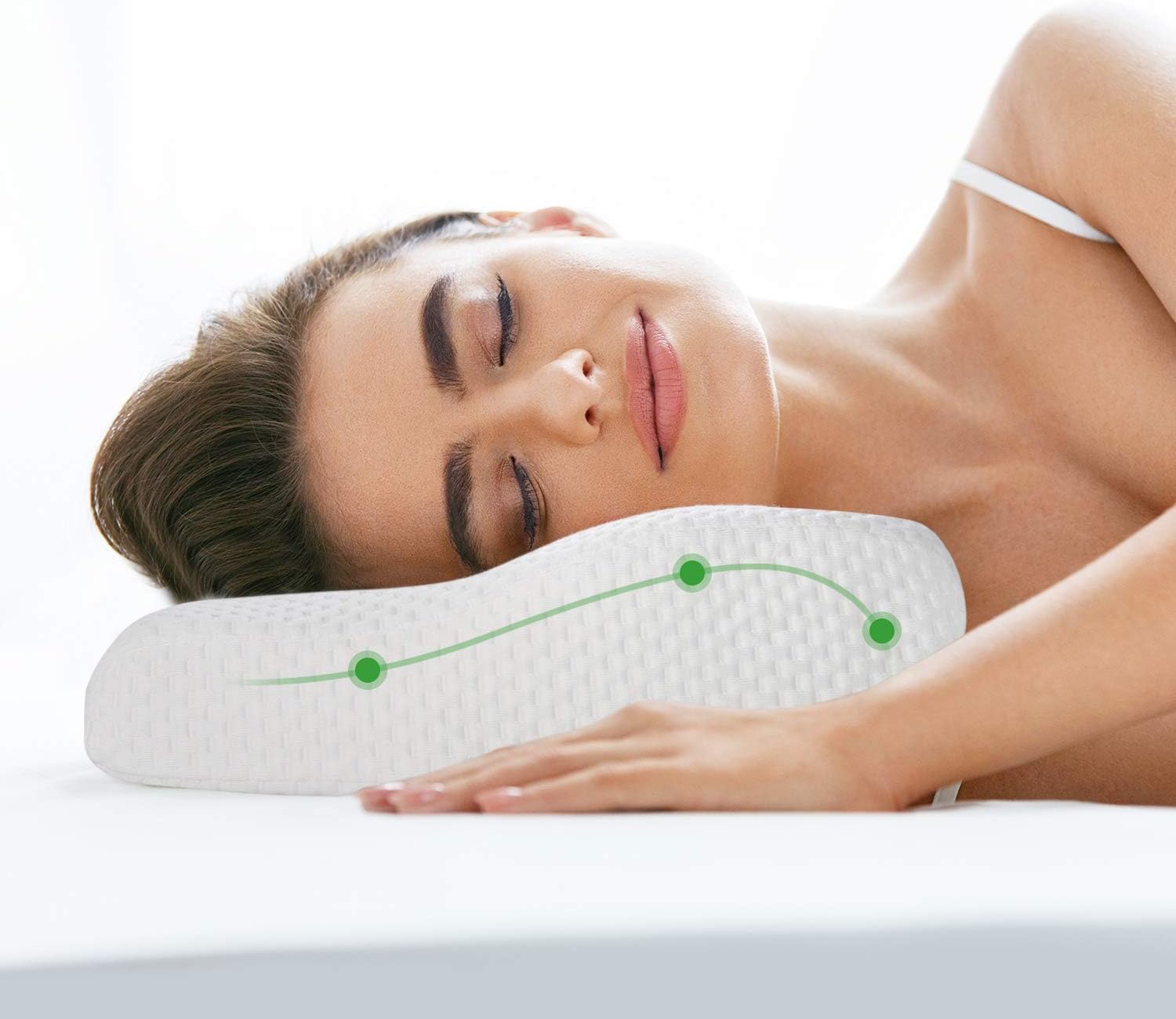 Neck Pillows for Sleeping, Memory Foam Pillow, Cervical Pillow for Neck Pain Relief, Orthopedic Contour Sleep Pillows, Bamboo Ergonomic Bed Pillow, Support for Back and Stomach for Side Sleepers: Kitchen & Dining