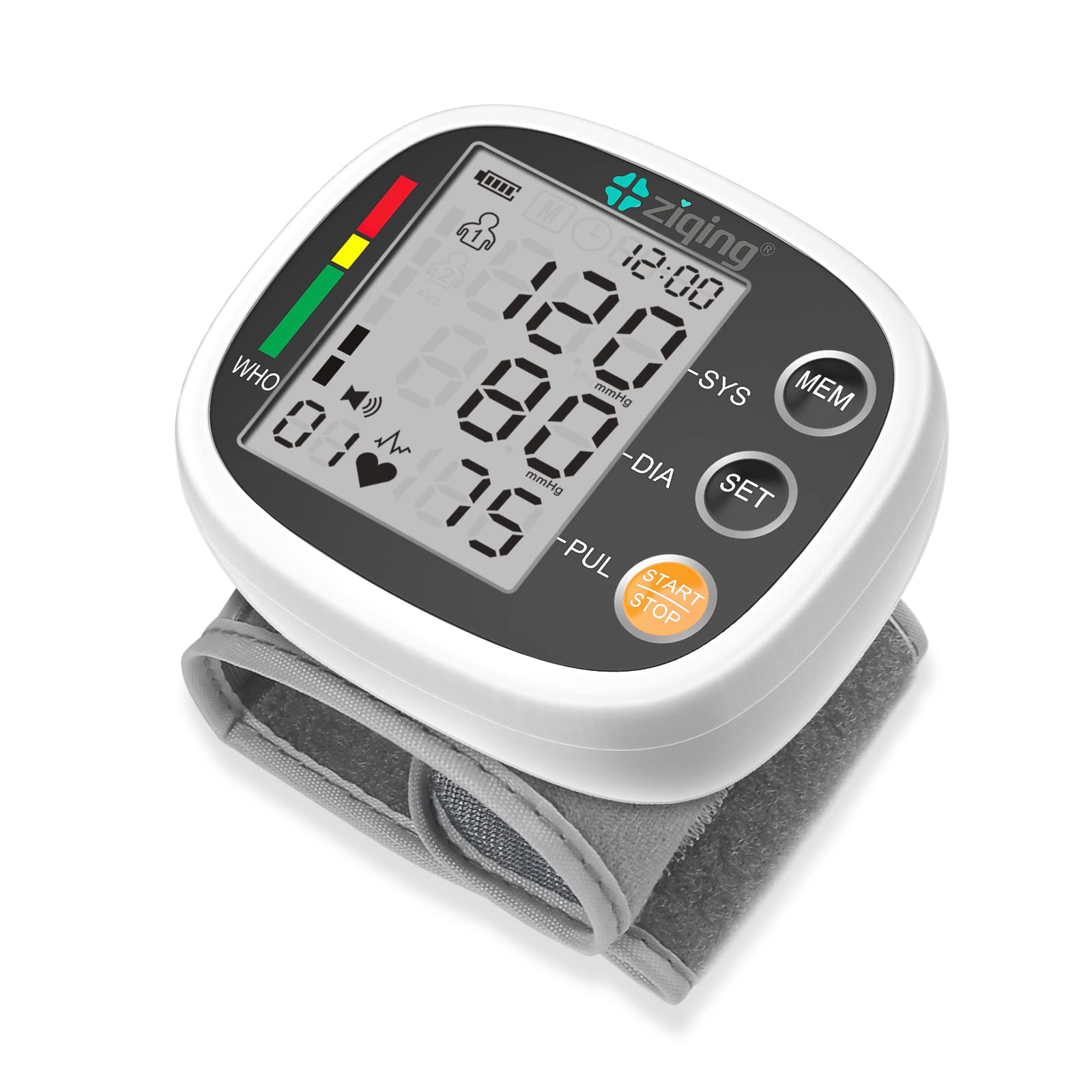 Wrist Blood Pressure Monitor with LCD Large Display -Adjustable Wrist Blood Pressure Cuff from 5 inches to 7.7 inches,Wrist Bp Monitor with 99x2 Reading Memory (Black)