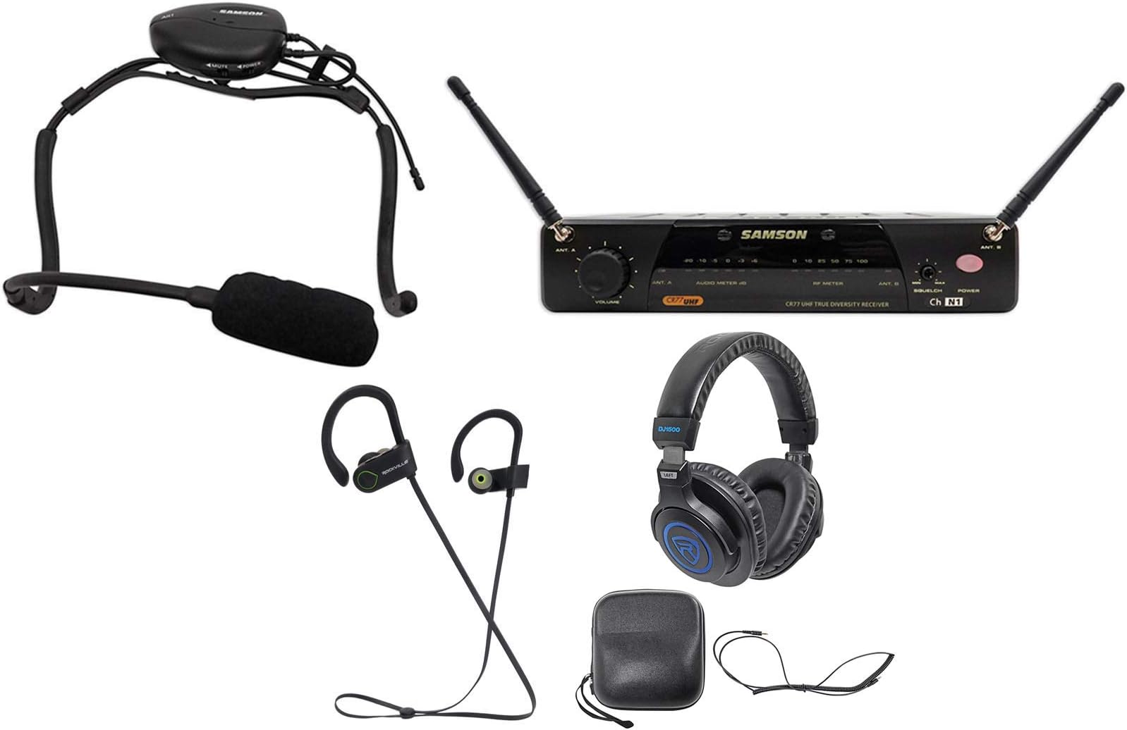 Samson Airline 77 Wireless Fitness Aerobics Headset UHF Microphone Mic+ Earbuds