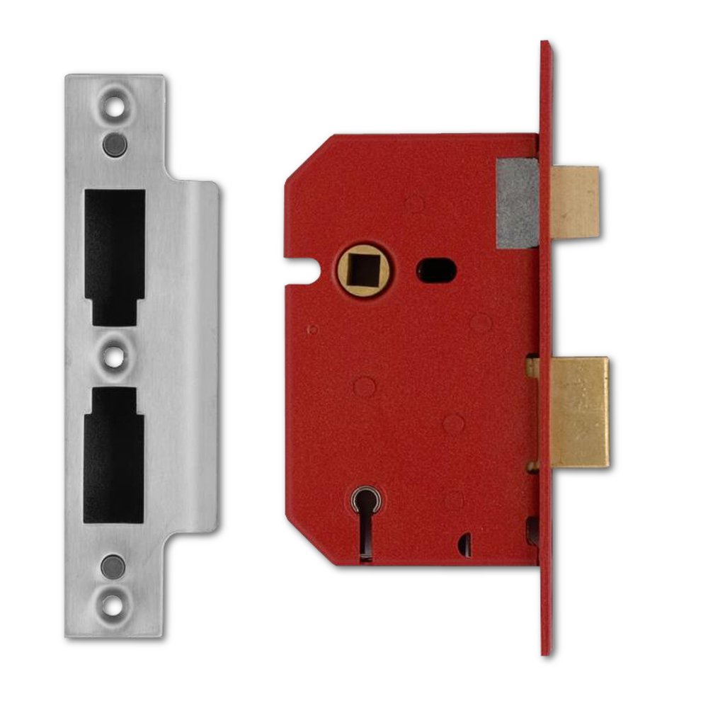 Union Locks 2201 5 Lever Mortice Sash Lock 65mm - Satin Chrome (Visi Pack)