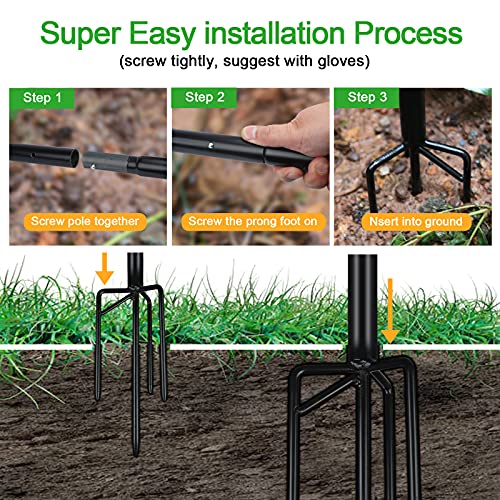 LISM Outdoor String Light Poles, 9 FT Stainless Steel Strong Wind