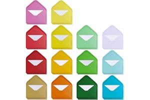 Supla 140 Sets Colorful Mini Envelopes with White Blank Business Cards Note Cards 14 Colors Small Gift Card Tiny Envelopes Pocket Envelopes Bulk 4.5" x 3" Love Notes
