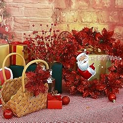 GREENTIME 12 Pcs Glitter Poinsettia 5.5" Artificial
