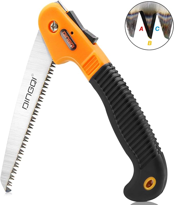 Ashely Folding Saw with 7-inch 65Mn steel blade for portable branch cutting