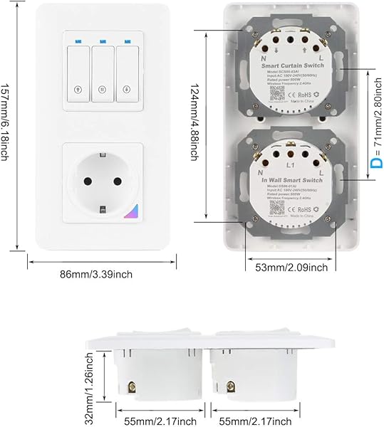 Alexa   Temporizador para persianas con enchufe inteligente inalmbrico botn fsico compatible con Alexa Google Home y Smart Life funcin de temporizador y mando a distancia con marco magntico